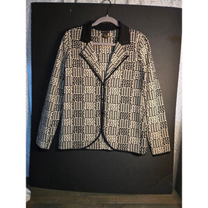 Women's Grace Dane Lewis Blazer M Black White Houndstooth